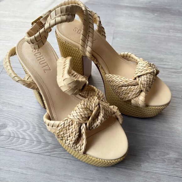 NEW SCHUTZ KHARI PLATFORM SANDAL Size 6 Color Beige - Picture 3 of 8